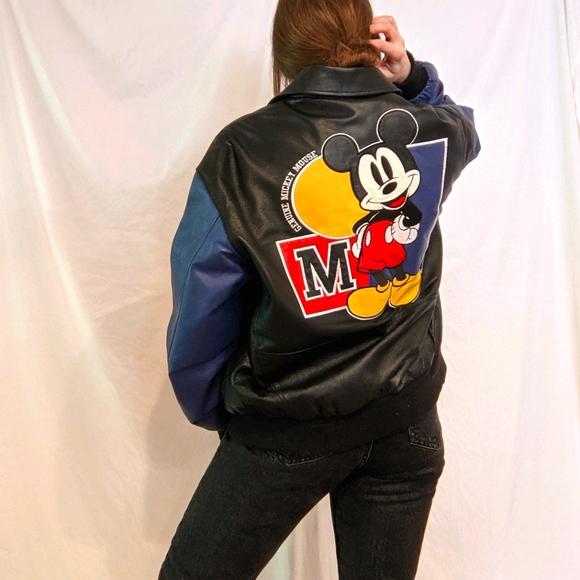 Disney Jackets & Blazers - Vintage 80's Mickey Mouse Leather Jacket